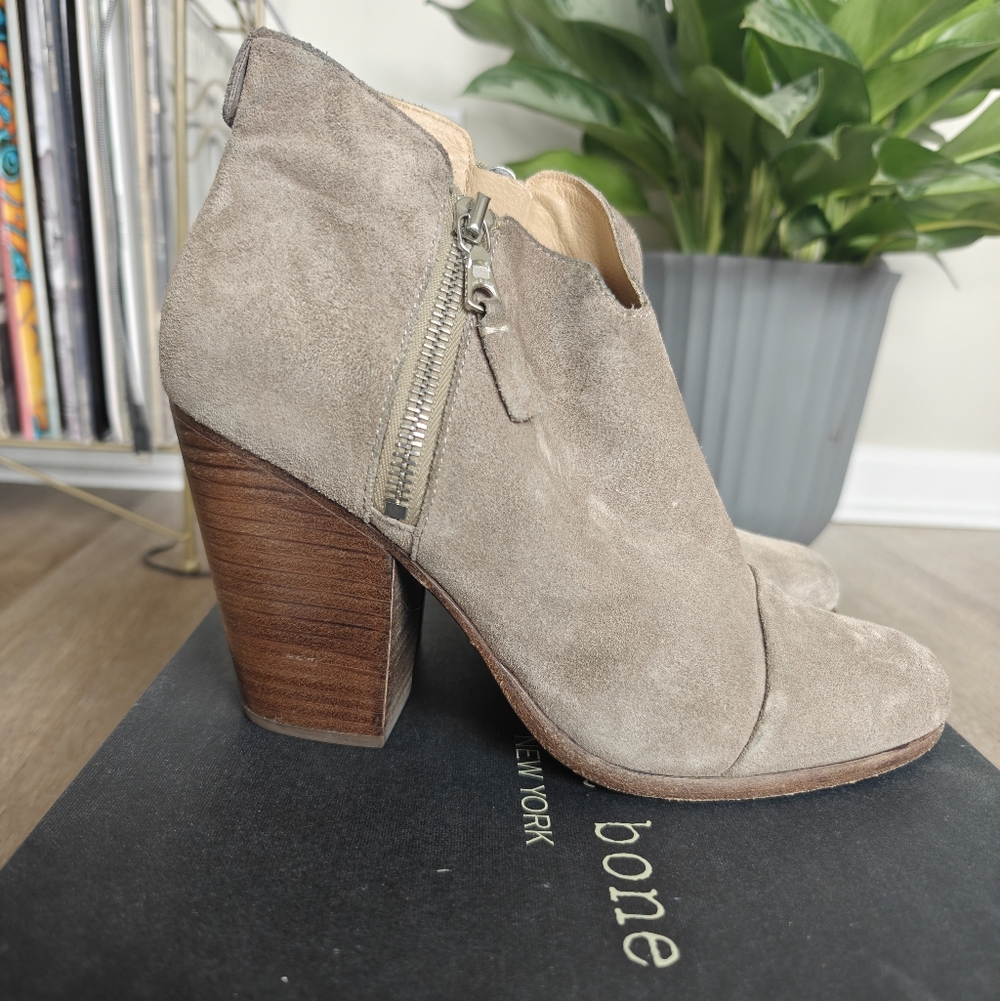 Rag & Bone Taupe Suede Heeled Boots